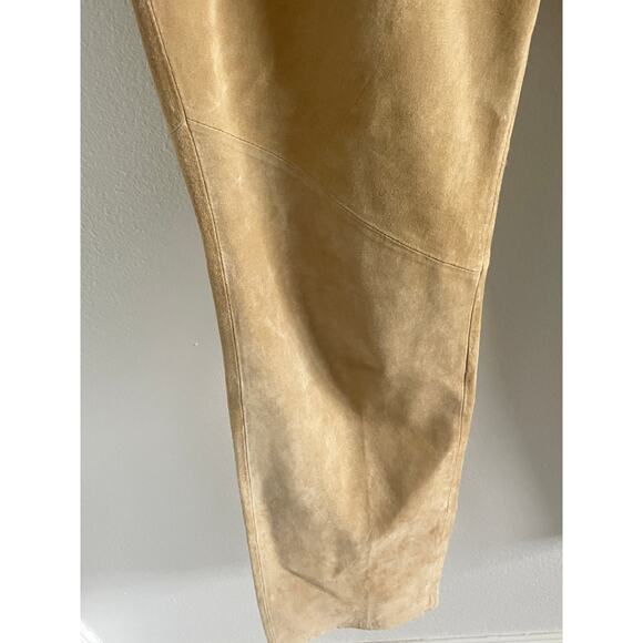 Yvonne Marie Suede Pants Size 4 Sand Beige Genuine Leather Western Slim Straight - Picture 7 of 8